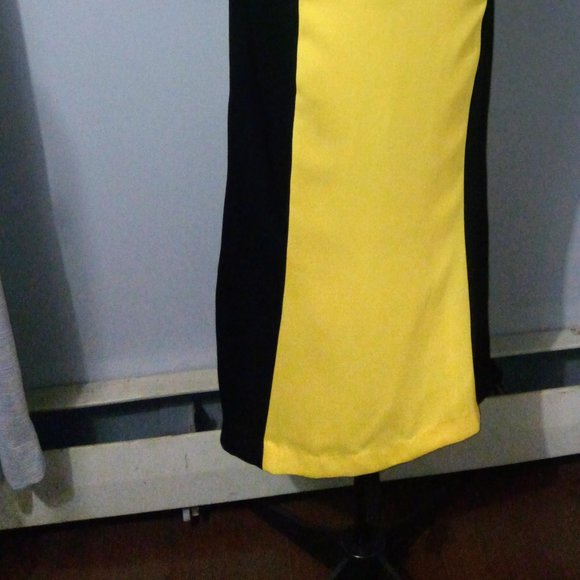 NEW Ellen K Colorblocked Maxi Dress in Black & Yellow Sz 10 - Picture 12 of 14